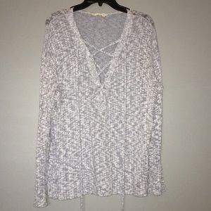 blue&white criss cross sweater